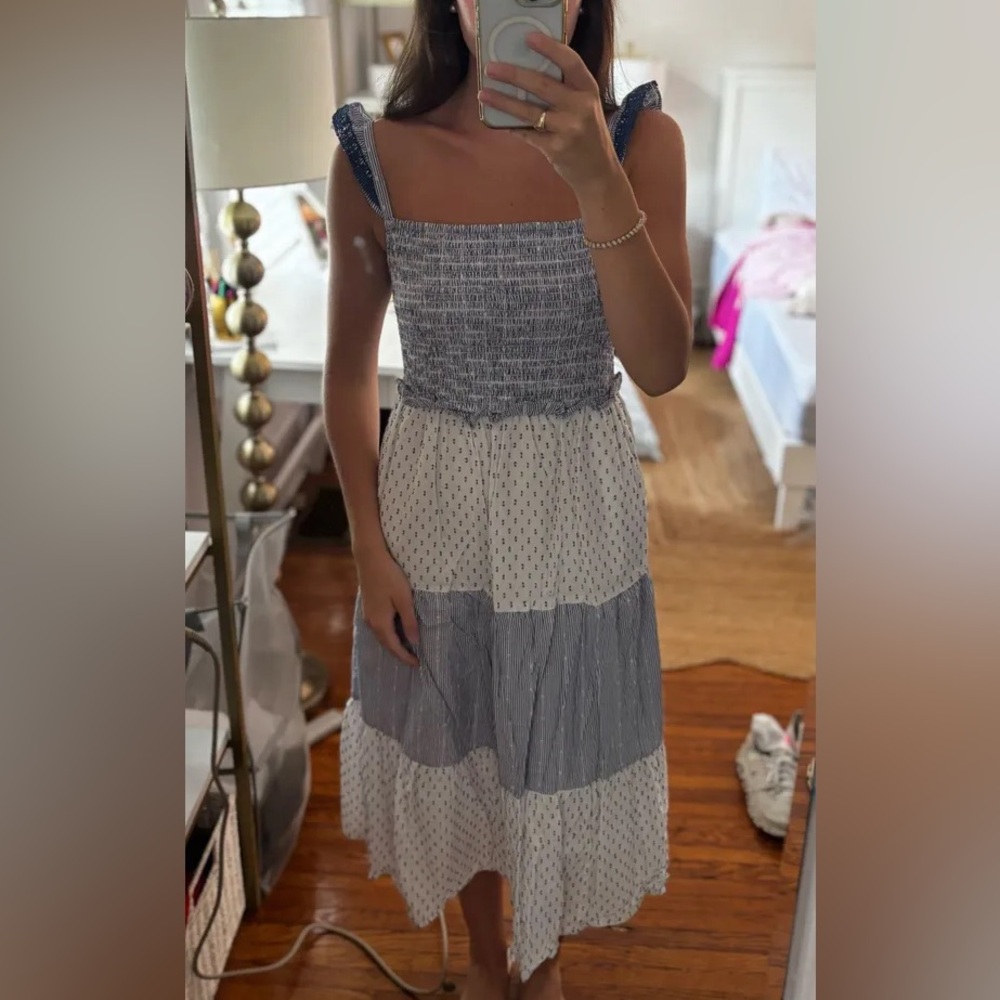 Blue and White Smocked Dress